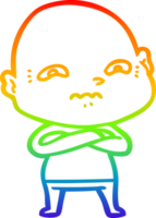 rainbow gradient line drawing of a cartoon nervous man png