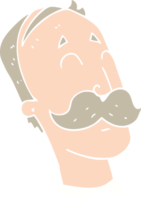 flat color illustration of ageing man with mustache png