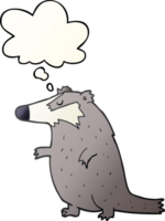 cartoon badger with thought bubble in smooth gradient style png