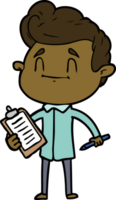 happy cartoon man with pen and clipboard png