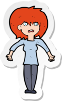 sticker of a cartoon woman shrugging shoulders png