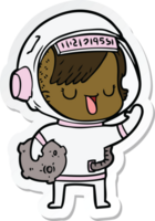 sticker van een cartoon-astronautvrouw png