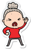 sticker of a cartoon angry old woman png