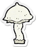 autocollant rétro en détresse d'un champignon de dessin animé png