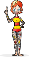 cartoon woman covered in tattoos png