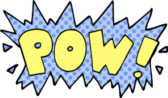 cartoon doodle word pow png