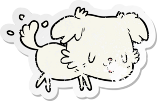 distressed sticker of a cartoon dog png