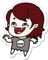 sticker of a cartoon laughing vampire girl png