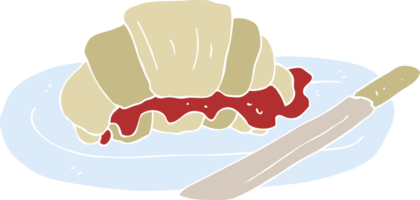 flat color illustration of croissant png