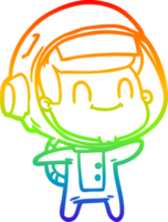 rainbow gradient line drawing of a happy cartoon astronaut png