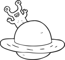 drawn black and white cartoon alien planet png