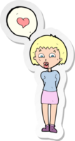 Aufkleber einer verliebten Cartoon-Frau png