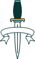 traditional tattoo with banner of a dagger png