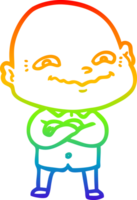 rainbow gradient line drawing of a cartoon creepy guy png