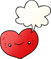 heart cartoon character with speech bubble in smooth gradient style png