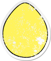 adesivo angustiado de um ovo de desenho animado desenhado à mão peculiar png