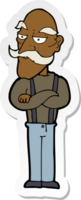 sticker van een cartoon verveelde oude man png