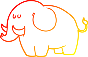 warm gradient line drawing of a cartoon elephant png