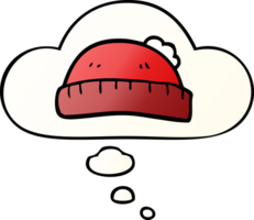 cartoon woolly hat with thought bubble in smooth gradient style png