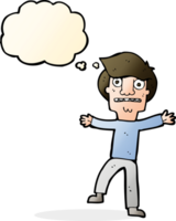 cartoon boy panicking with thought bubble png