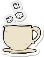 sticker of a cartoon teacup with sugar cubes png