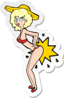 sticker of a cartoon bikini pin up woman png