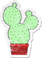 distressed sticker of a quirky hand drawn cartoon cactus png