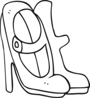 drawn black and white cartoon high heeled shoes png