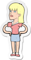 sticker of a cartoon woman with hands on hips png