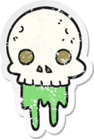 distressed sticker of a cartoon spooky halloween skull png