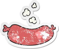 retro distressed sticker of a cartoon hot sausage png