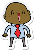 sticker of a happy cartoon bald man png