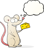 drawn thought bubble cartoon mouse with cheese png