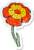 autocollant rétro en détresse d'une fleur de dessin animé png