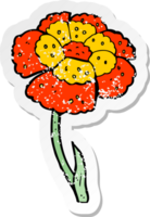 retro noodlijdende sticker van een cartoonbloem png