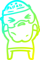 frio gradiente linha desenhando do uma desenho animado homem com barba png