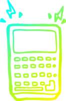 cold gradient line drawing of a cartoon calculator png