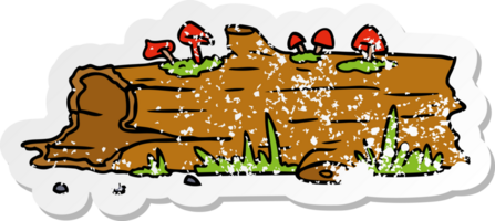 hand drawn distressed sticker cartoon doodle of a tree log png