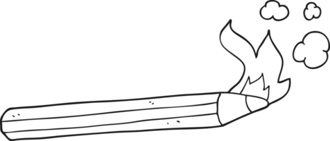 drawn black and white cartoon flaming pencil png