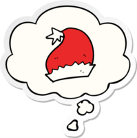 cartoon santa hat with thought bubble as a printed sticker png