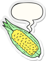 cartoon corn with speech bubble sticker png