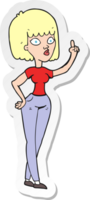 sticker of a cartoon woman with idea png