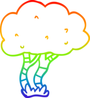 rainbow gradient line drawing of a cartoon tree png