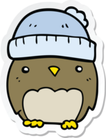 autocollant d'un hibou mignon de bande dessinée dans le chapeau png