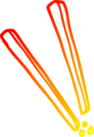 warm gradient line drawing of a cartoon wooden chopsticks png