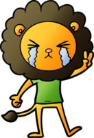 cartoon crying lion giving peace sign png