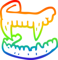 rainbow gradient line drawing of a cartoon vampire fangs png