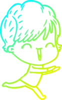 cold gradient line drawing of a cartoon laughing woman png