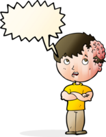 cartoon boy with growth on head with speech bubble png
