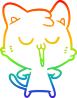 rainbow gradient line drawing of a cartoon cat singing png